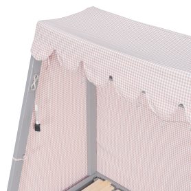 Twin XL House Bed with Twin XL Trundle, Shelf, Tent and Light