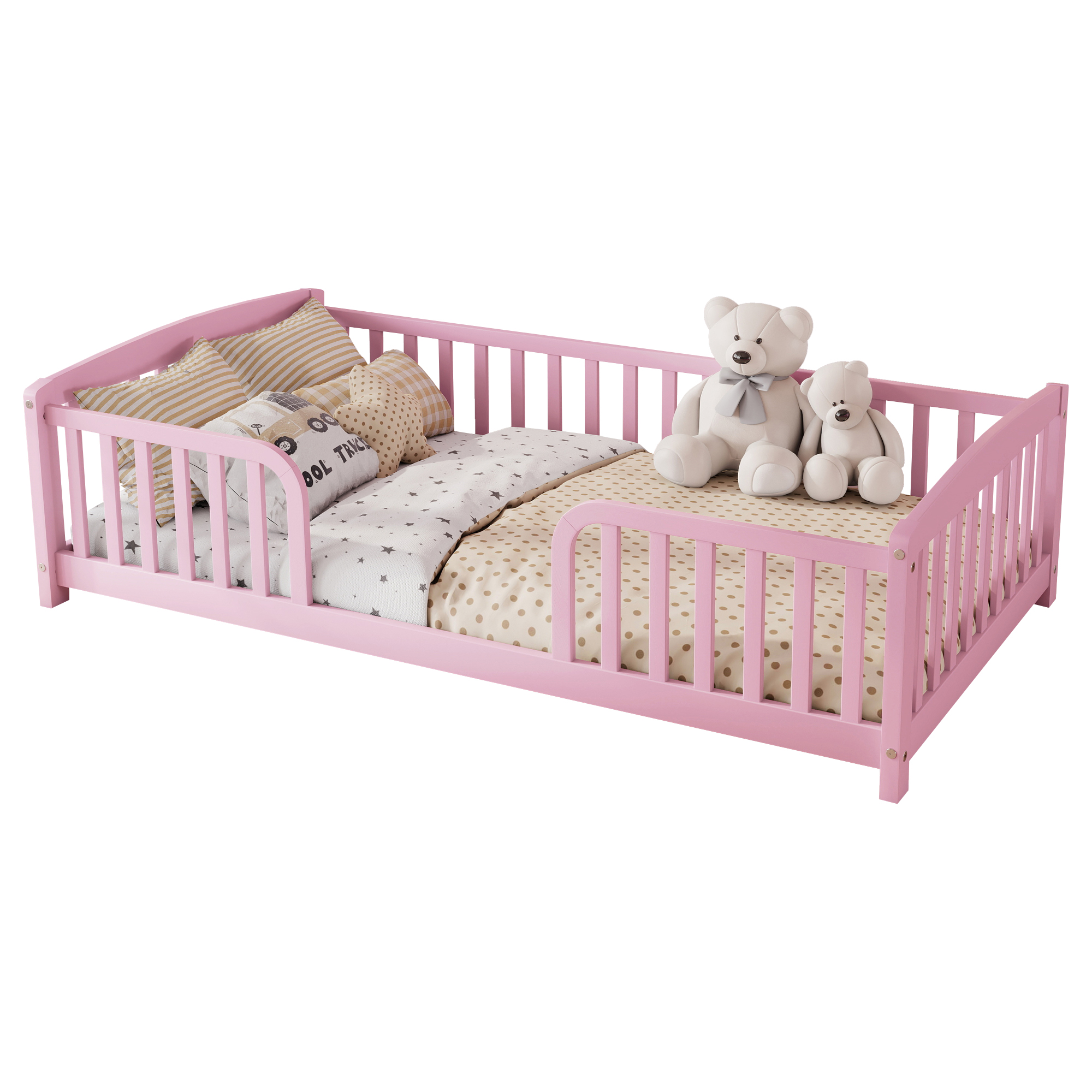 Twin Size Floor Fence Bed with Central Entrance 32 Twin Size Floor Fence Bed with Central Entrance