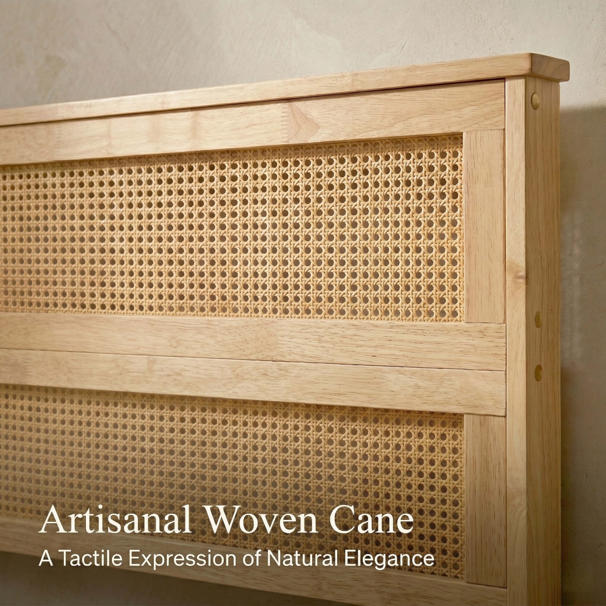 King Size Solid Wood Bed with Rattan Headboard 13 King Size Solid Wood Bed with Rattan Headboard