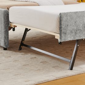 Twin Size Upholstered Bed with Vertical Channel Tufted Headboard & Nailhead Trim