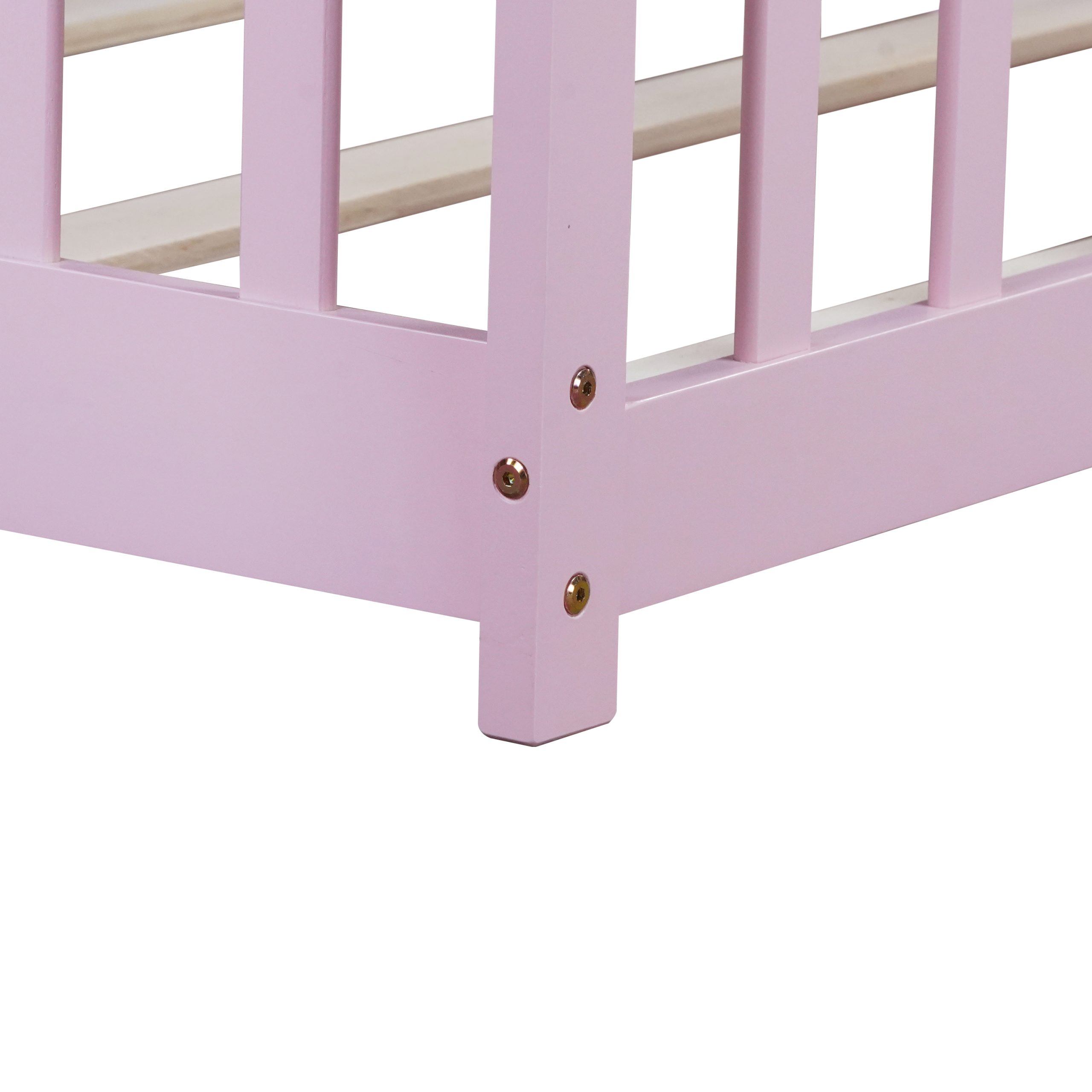 Twin Size Floor Bed with Fence without Door