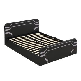 Queen Size Upholstered Gaming Bed with Side-Lift Hydraulic Storage System