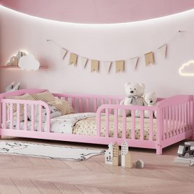 Twin Size Floor Fence Bed with Central Entrance 60 Twin Size Floor Fence Bed with Central Entrance
