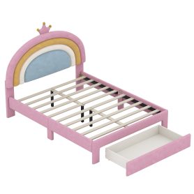 Full Size Upholstered Rainbow Design Bed