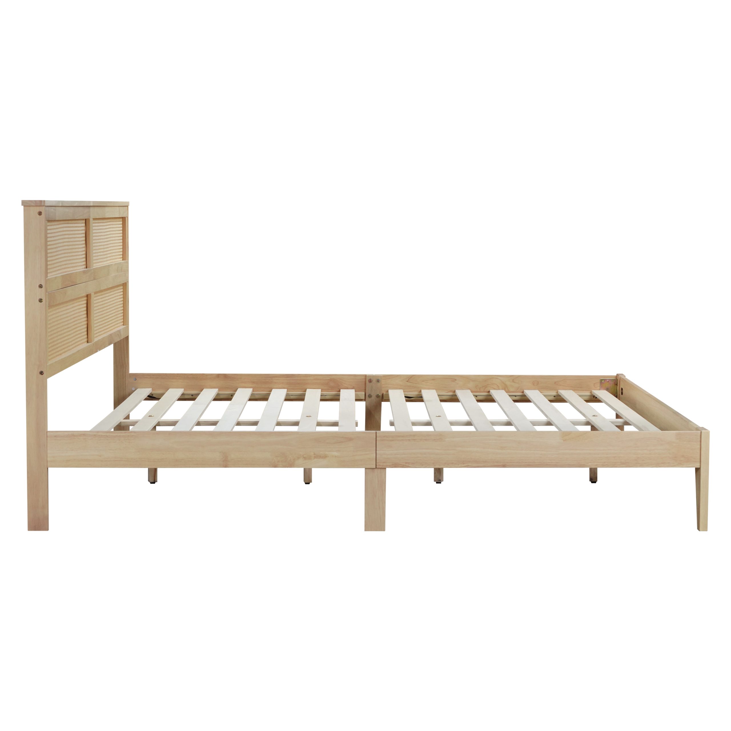 King Size Solid Wood Bed with Rattan Headboard 29 King Size Solid Wood Bed with Rattan Headboard