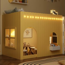 Twin Size Kids Loft Bed With Warm Led Light String 28 Twin Size Kids Loft Bed With Warm Led Light String