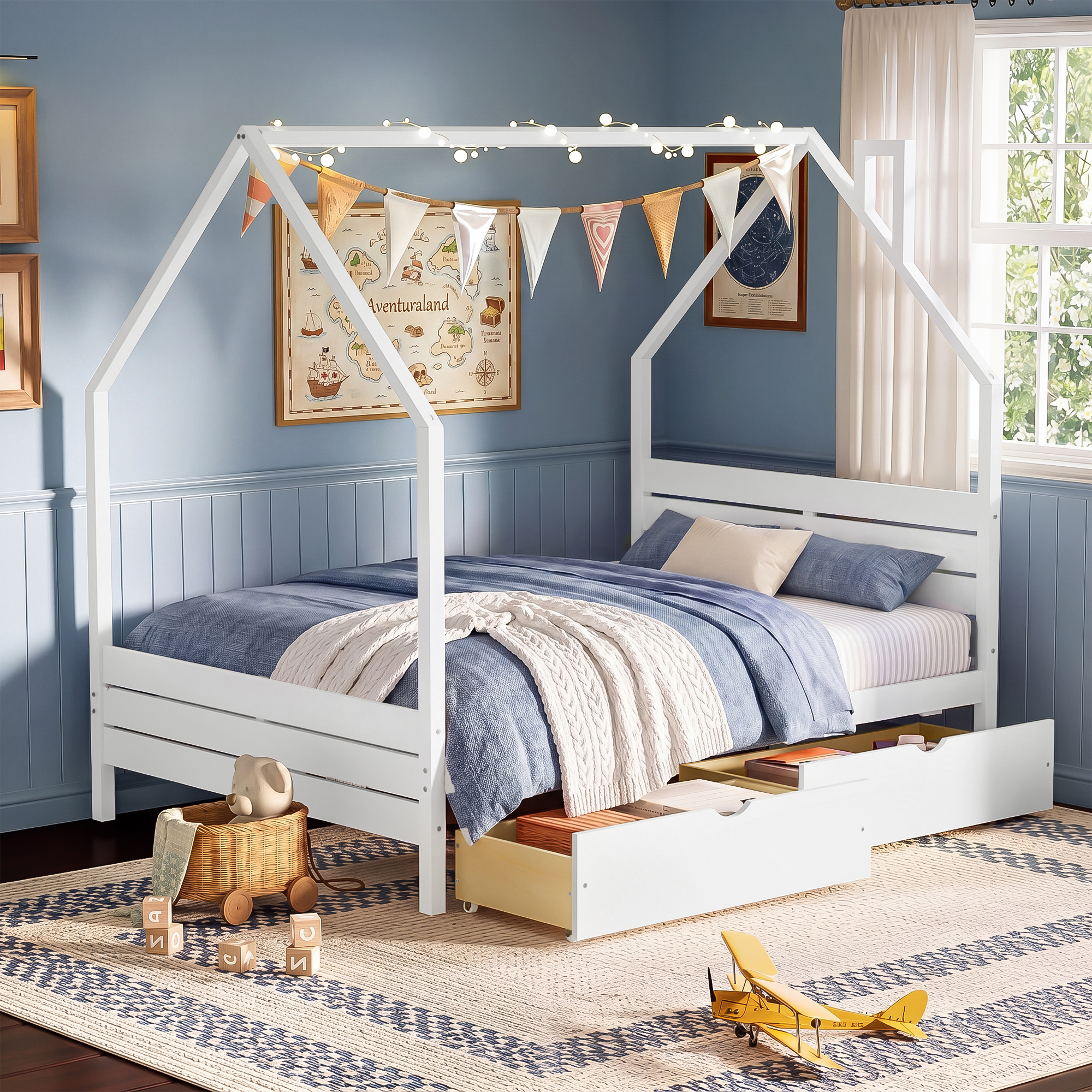 Full Size Montessori Bed With 2 Storage Drawers