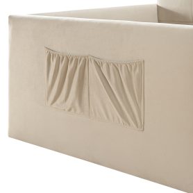 Velvet Upholstered Sofa Bed with High Side Panels and Side Entrance