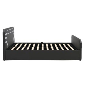 Queen Size Upholstered Gaming Bed with Side-Lift Hydraulic Storage System