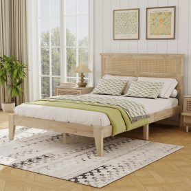 Full Size Solid Wood Bed with Rattan Headboard 38 Full Size Solid Wood Bed with Rattan Headboard