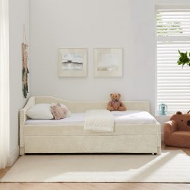 Twin Size Curved Round Edge Padded Backrest Daybed
