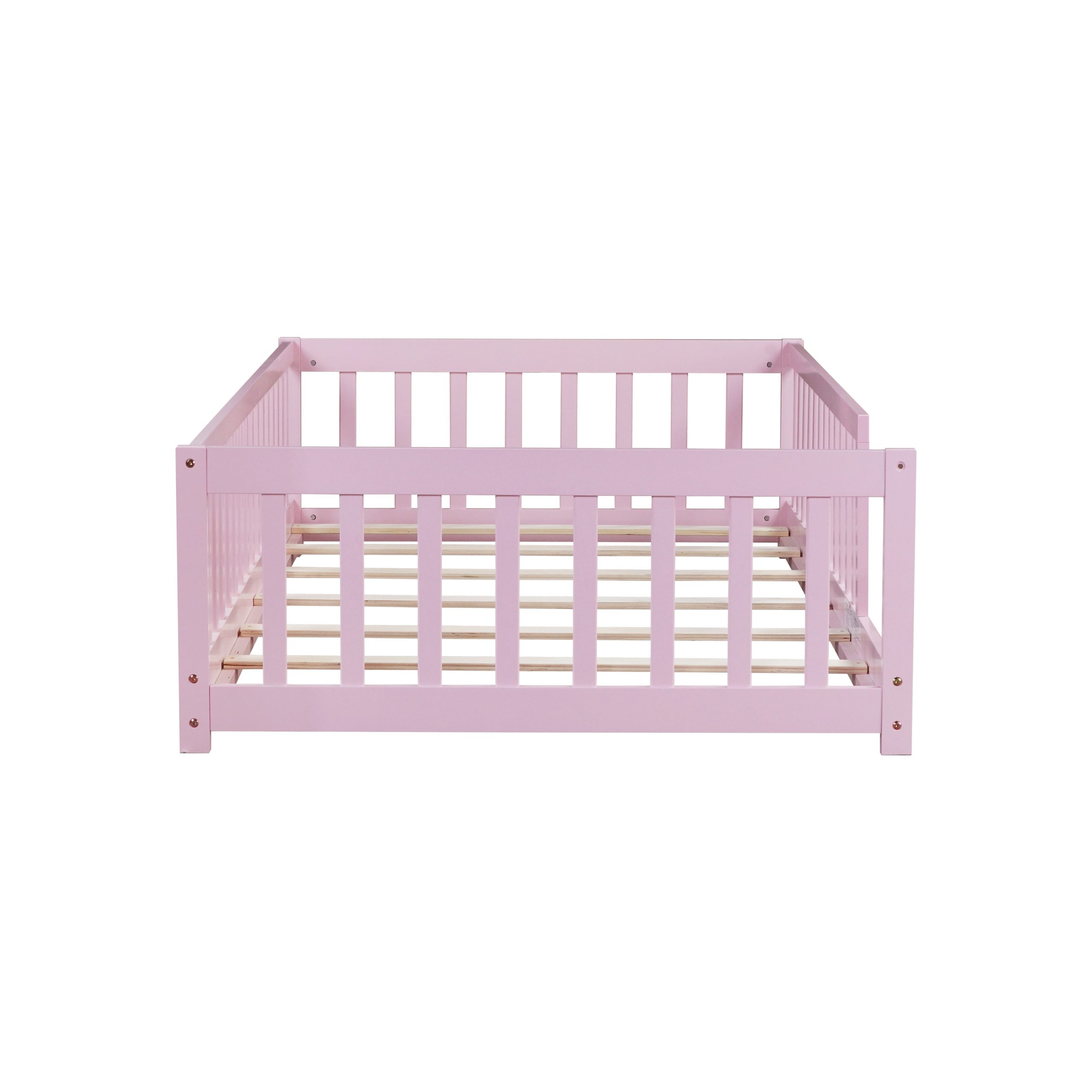 Twin Size Floor Bed with Fence without Door