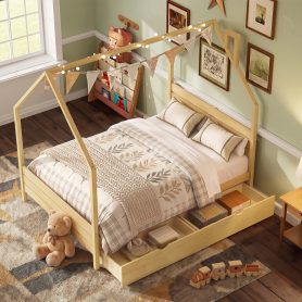 Full Size Montessori Bed With 2 Storage Drawers