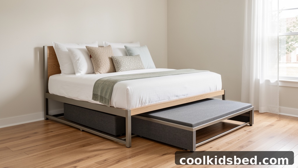 King size daybed with trundle in a bright modern bedroom