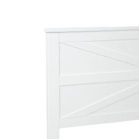 Farmhouse Style Queen Size Bed with Barn Door Designed Headboard and Footboard