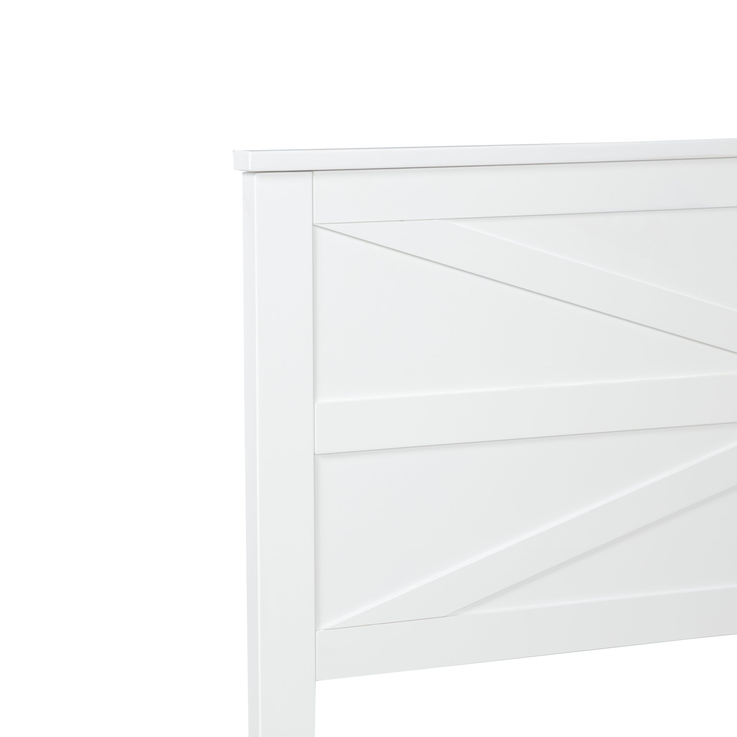 Farmhouse Style Queen Size Bed with Barn Door Designed Headboard and Footboard