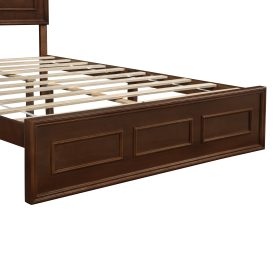 Pine Wood Queen Size Bed with Adjustable Height Headboard