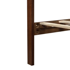 Pine Wood Queen Size Bed with Adjustable Height Headboard