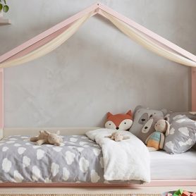 Twin Size Canopy Bed With Breathable Gauze Canopy