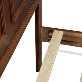 Pine Wood Queen Size Bed with Adjustable Height Headboard