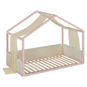 Twin Size Canopy Bed With Breathable Gauze Canopy