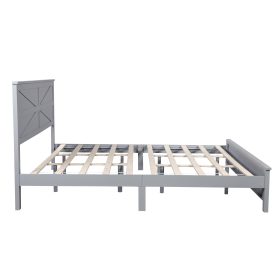 Farmhouse Style King Size Bed with Barn Door Designed Headboard and Footboard