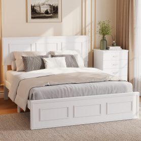 Pine Wood Full Size Bed with Adjustable Height Headboard