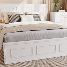 Pine Wood Full Size Bed with Adjustable Height Headboard