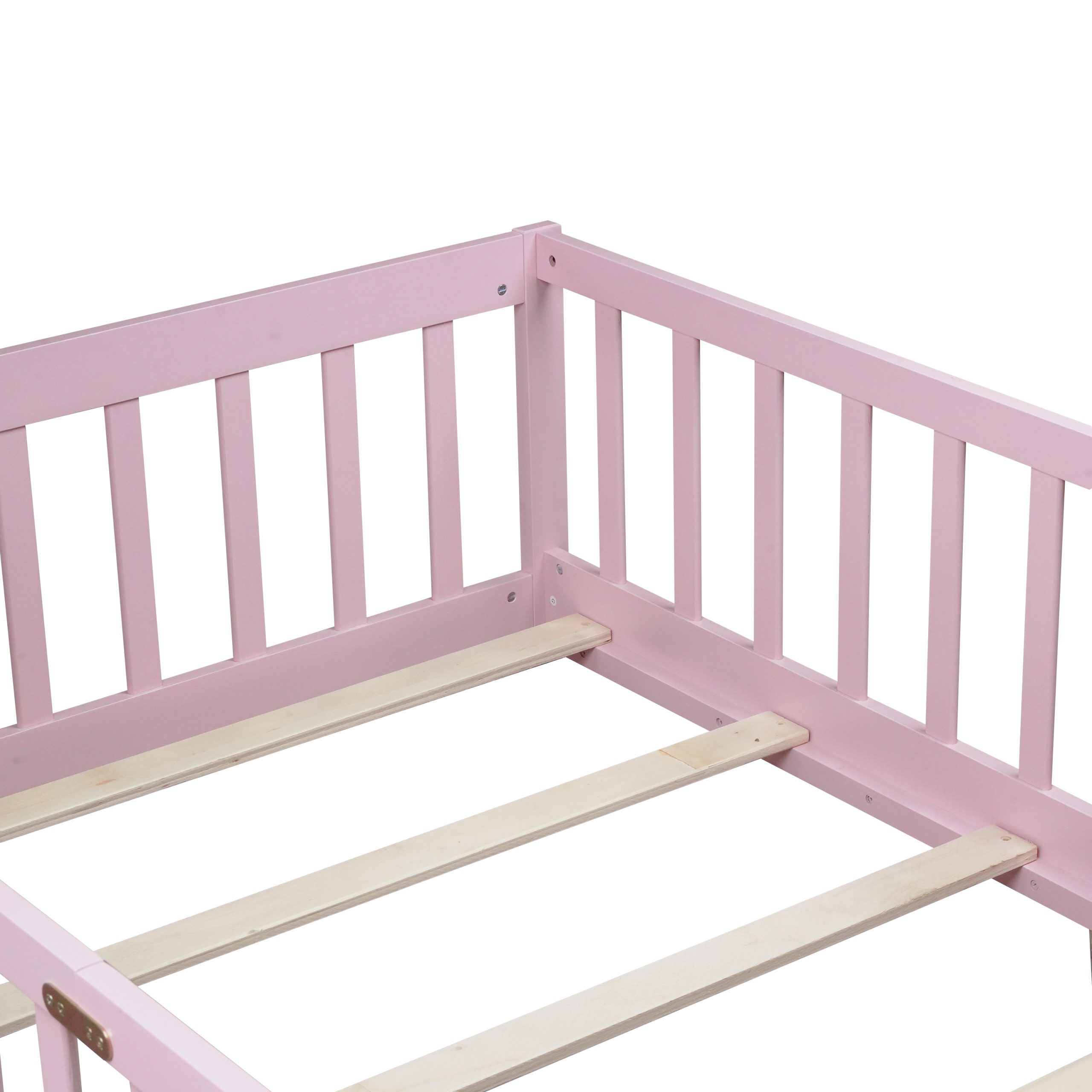 Twin Size Floor Bed with Fence with Door
