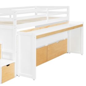 Twin XL Loft Bed with Pull-Out Desk and Twin Trundle