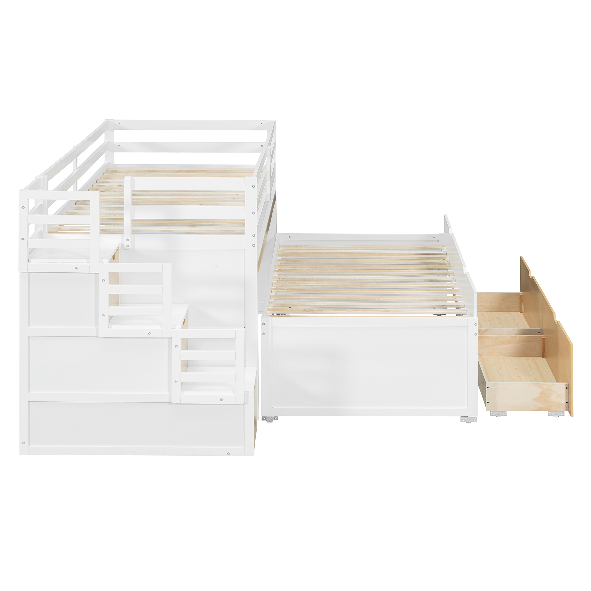 Twin XL Loft Bed with Pull-Out Desk and Twin Trundle