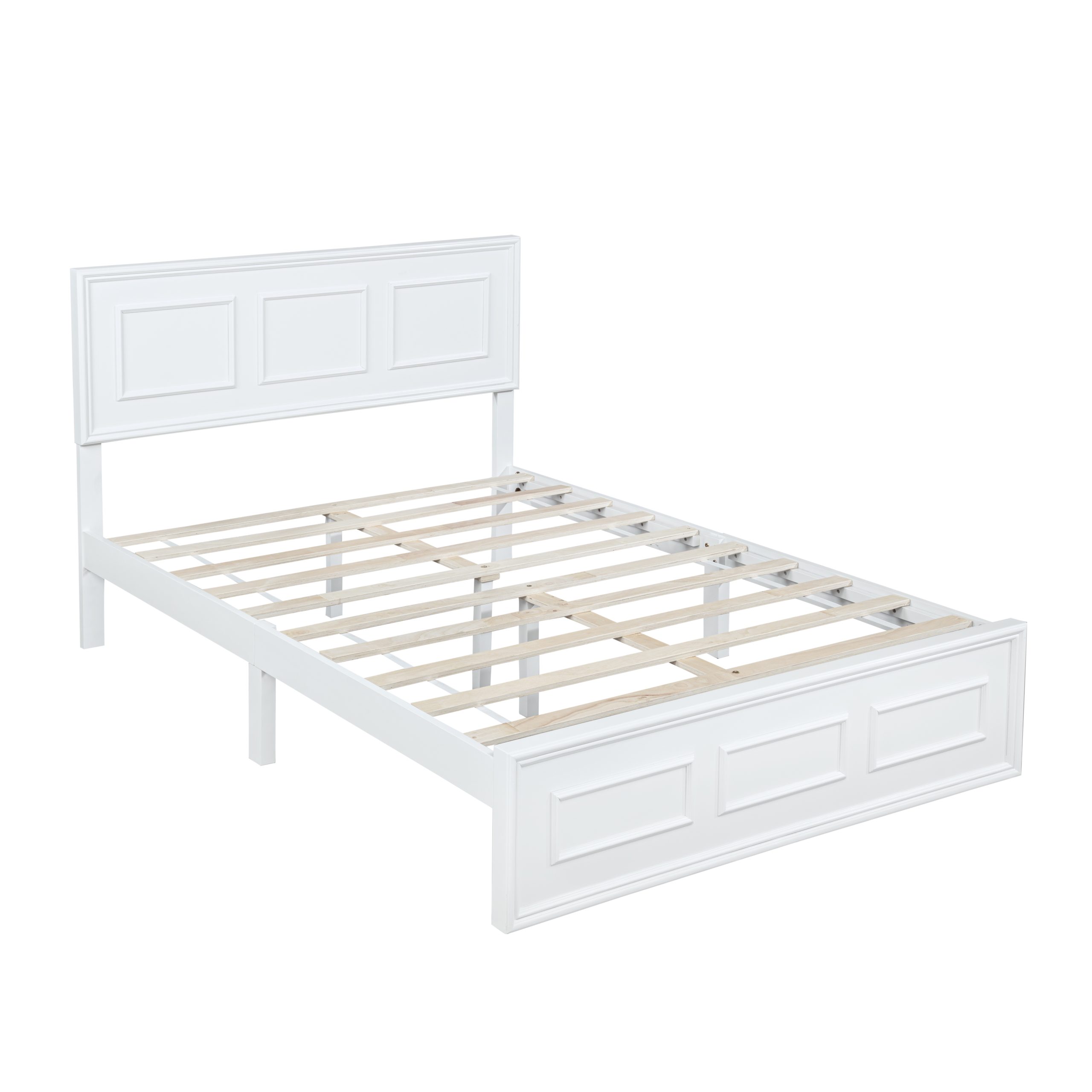 Pine Wood Full Size Bed with Adjustable Height Headboard