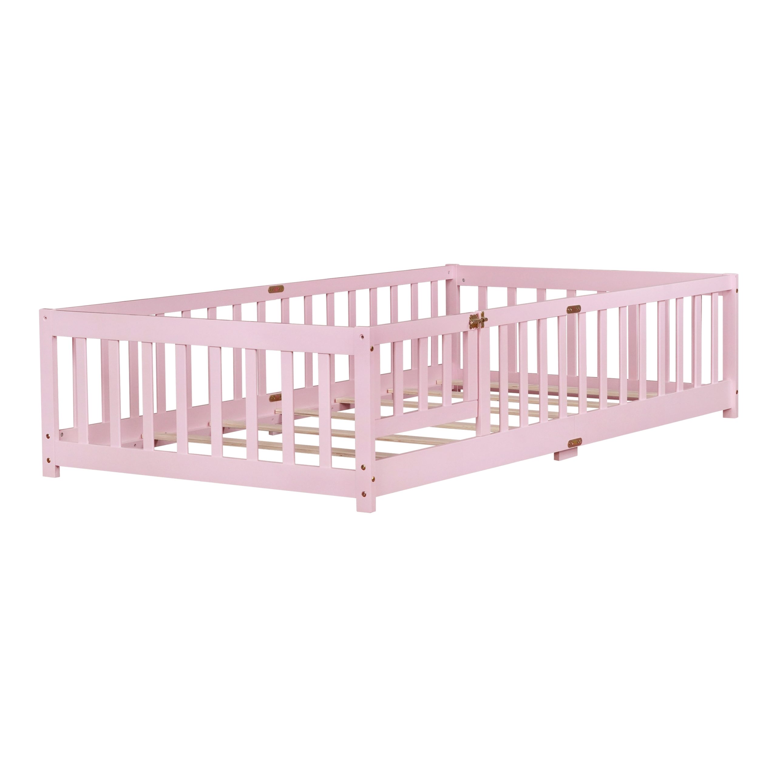 Twin Size Floor Bed with Fence with Door