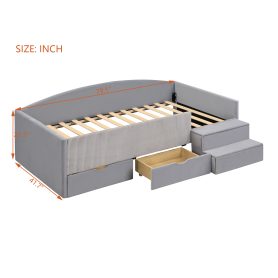 Twin Size Upholstered Daybed Frame With 2 Storage Drawers