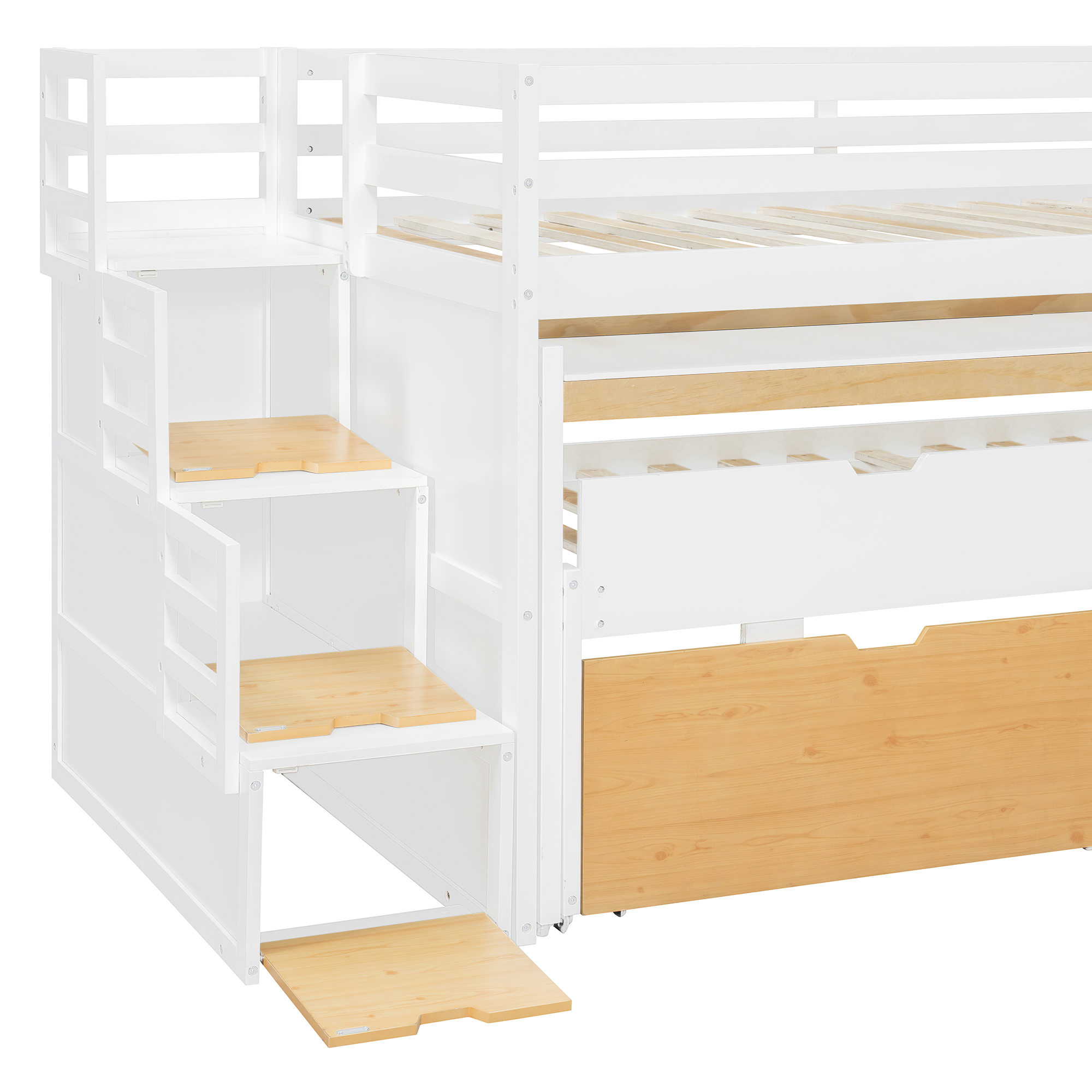 Twin XL Loft Bed with Pull-Out Desk and Twin Trundle