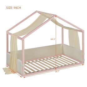 Twin Size Canopy Bed With Breathable Gauze Canopy