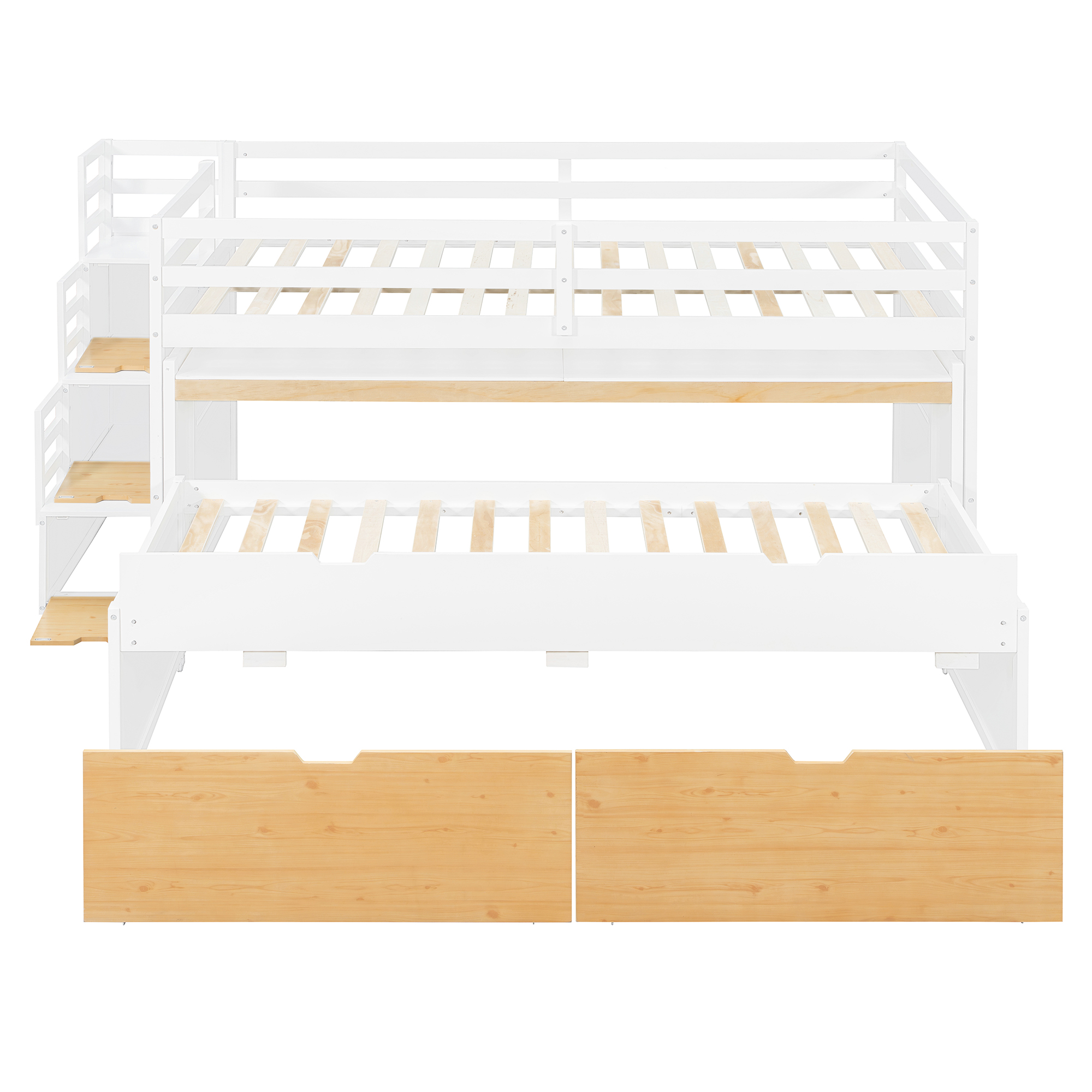 Full XL Loft Bed with Pull-Out Desk and Twin Trundle