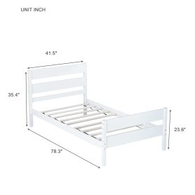 Rubber Wood Twin Platform Bed With Headboard