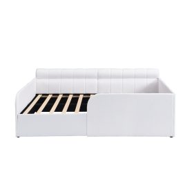 Full Size Boucl Fabric Daybed Frame With Storage Drawer