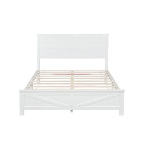 Farmhouse Style Queen Size Bed with Barn Door Designed Headboard and Footboard