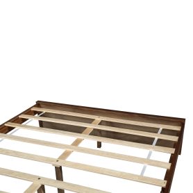 Pine Wood Queen Size Bed with Adjustable Height Headboard