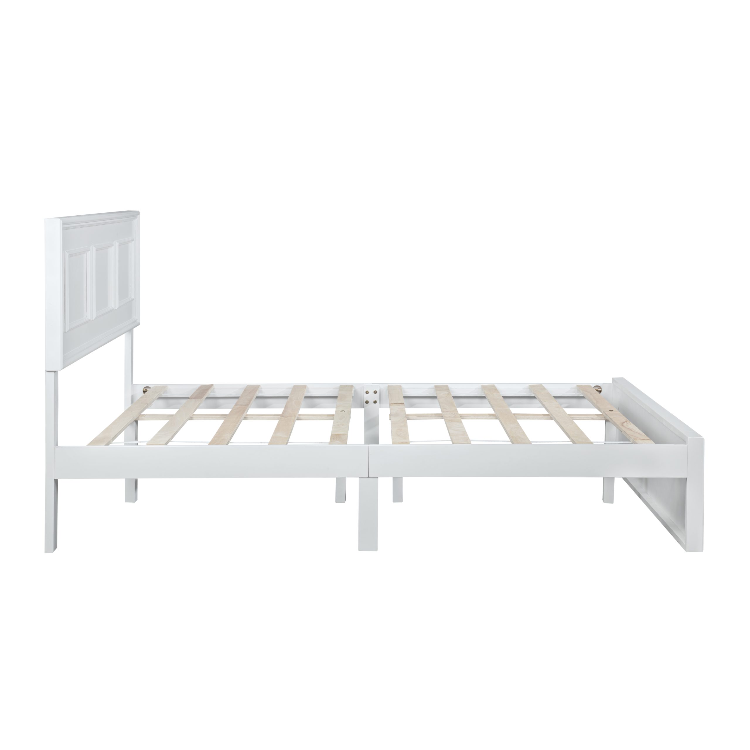 Pine Wood Full Size Bed with Adjustable Height Headboard
