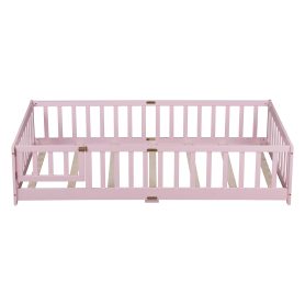 Twin Size Floor Bed with Fence with Door