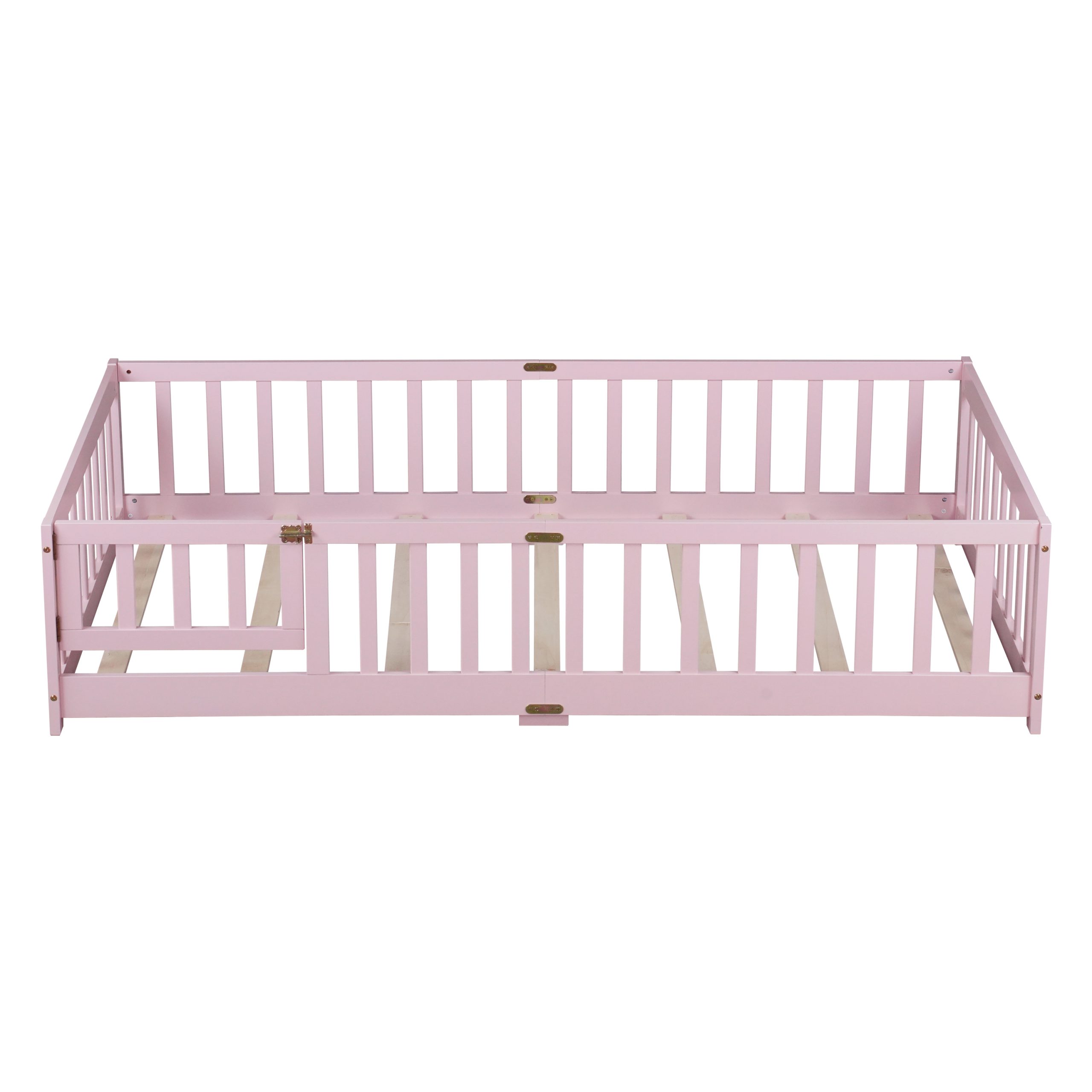 Twin Size Floor Bed with Fence with Door