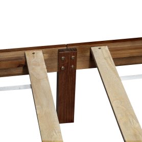 Pine Wood Queen Size Bed with Adjustable Height Headboard