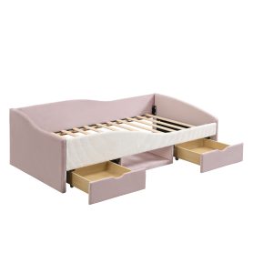 Twin Upholstered Daybed Frame With 2 Storage Drawers