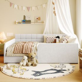 Full Size Boucl Fabric Daybed Frame With Storage Drawer