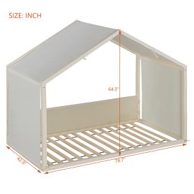 Twin Size Canopy Bed with Upholstered Velvet Side Panels