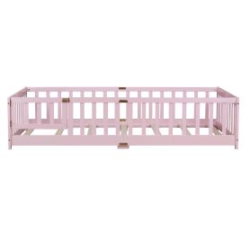 Twin Size Floor Bed with Fence with Door
