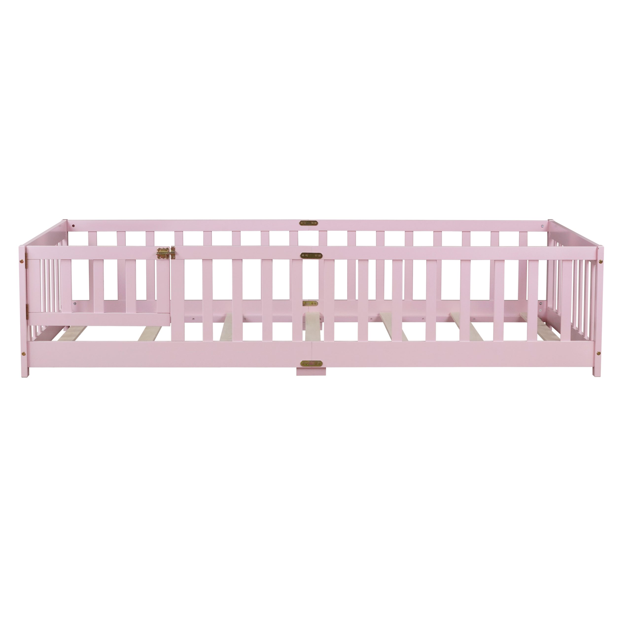 Twin Size Floor Bed with Fence with Door
